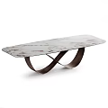 Modern Rectangular Marble Dining Tables With Unique Curved Crossed Metal Bases For Home Dining Rooms