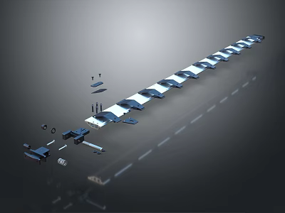 Linear Modular Industrial Equipment With Multiple Units And Assembly Components 3d model