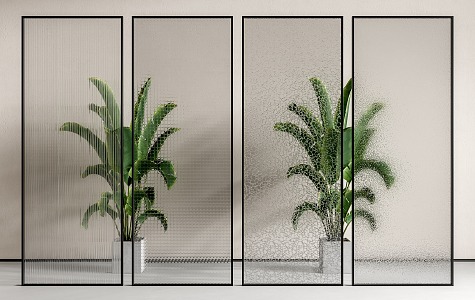 Modern glass partition glass screen partition 3d model