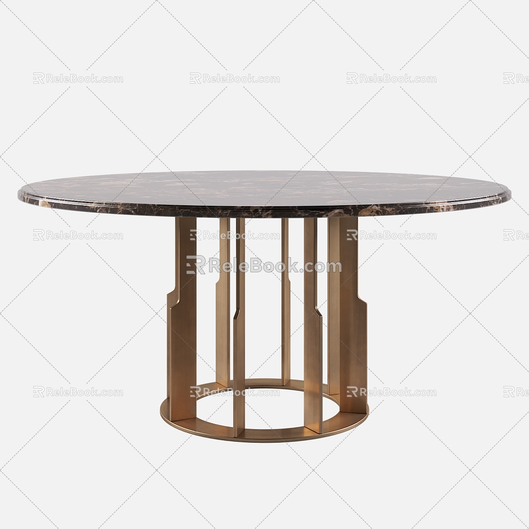 Stone round dining table 3d model