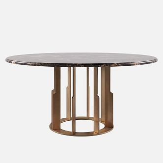 Stone round dining table 3d model