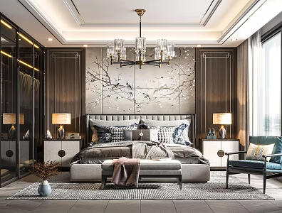 New Chinese bedroom 3d model