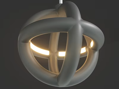 Gray Intertwined Chandelier With Warm Glowing Light And Spherical Open Design 3d model