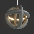 Gray Intertwined Chandelier With Warm Glowing Light And Spherical Open Design 3d model