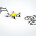 Smart Drone Technical Design With Multi Rotor Structure And Yellow Components 3d model