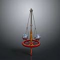 Mechanical Device With Red Wheel Base Hanging Silver Spheres And Metal Structure