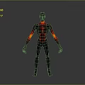3D Humanoid Character With Red Glowing Detailed Bio Inspired Body Structures