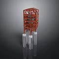 Red Metal Frame Multi Level Structure With White Support Pillars And Base