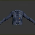 Classic Blue Denim Jacket With Long Sleeves Open Front And Buttons 3d model