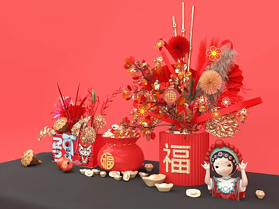 Floriculture New Year Table Flower New Year Decoration 3d model
