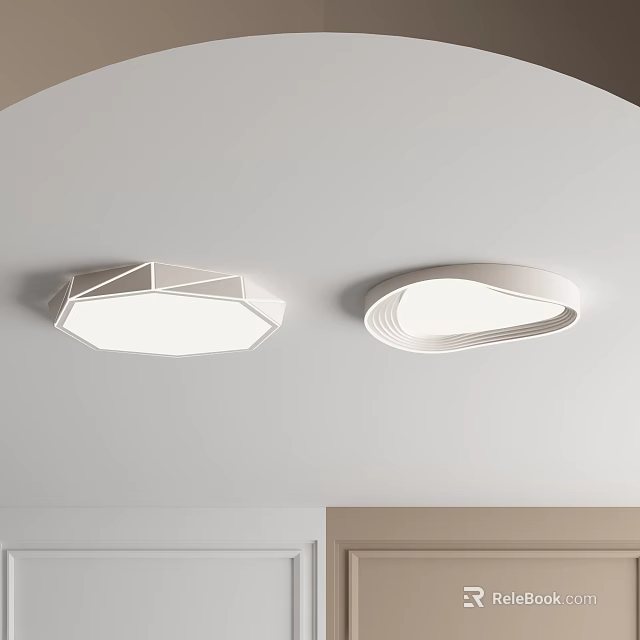 Modern Ceiling Lights With Geometric And Curved Designs 3d model