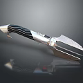 Modern Silver And Black Weapon With Forked Blades And Striped Handle Design 3d model