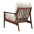 Modern Lounge Chair With Wooden Frame And Plush White Cushion Armrests