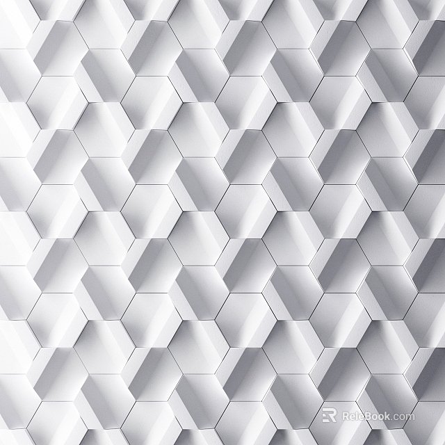Gray And White Hexagonal Geometric Pattern Wall With Three Dimensional Texture 3d model 