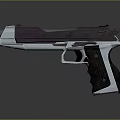 Modern Futuristic Pistol With Metallic Silver And Purple Finish Wooden Grip