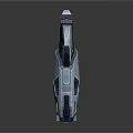 Futuristic Sci Fi Weapon Featuring Blue Glowing Components Metallic Structure And Red DB Logo 3d model