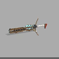 Futuristic Mechanical Sword Weapon With Metal Construction Blue Pipes And Gear Design