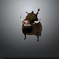 Cartoon Wild Boar Character With Brown Fur White Tusks And Red Mane