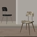 Stylish Single Chairs With Black Metal Legs And Patterned Gold Leg Design In Modern Interior