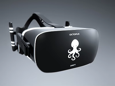 OCTOPUS DK2 VR Headset With Octopus Logo Black Design White Accents 3d model