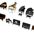 Various Musical Instruments and Art Supplies with Diverse Styles for Creative Use 3d model