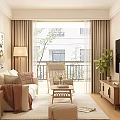 Cozy Living And Dining Room Interior With Sofa Dining Table Clock Green Plant And Decorative Paintings