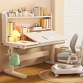 Children's Adjustable Study Desk And Chair Set With Bookshelf Lamp For Cozy Kids Room