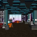 Modern KTV Interior Design With Colorful Lighting Effects And Comfortable Sofas