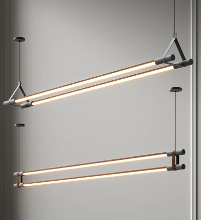 Modern Slim Tube Chandeliers With Metal Frame And Warm Lighting 3d model
