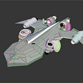 Futuristic White Cosmic Spaceship Model With Multiple Engines And Geometric Design 3d model