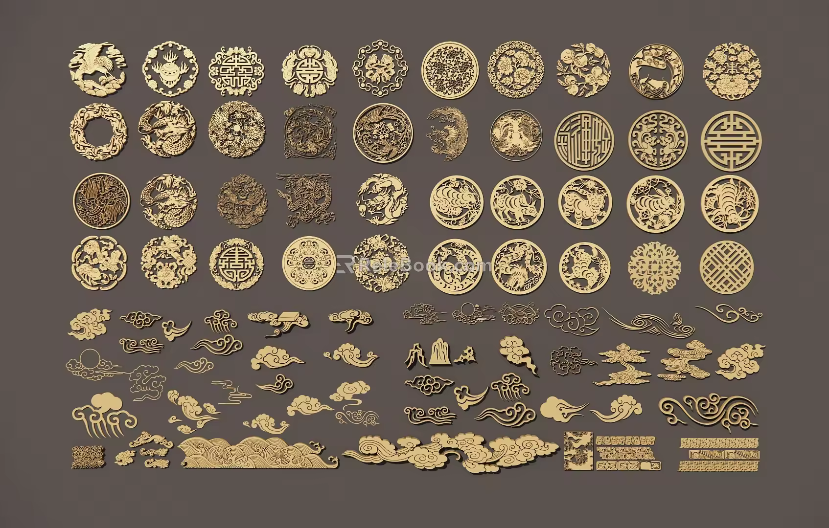 Chinese-style Carved Traditional Patterns Architectural Components Tadang Patterns Hollow Carved Patterns 3d model