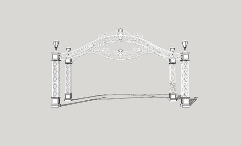 European Gate Landscape Entrance Gate 3d model