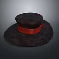 Stylish Dark Brown Wide Brim Hat With Round Top And Red Decorative Band