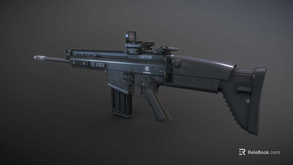 Tactical Rifle with Modern Scope Magazine Black Finish and Ergonomic Design Features 3d model 
