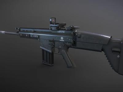 Tactical Rifle with Modern Scope Magazine Black Finish and Ergonomic Design Features 3d model