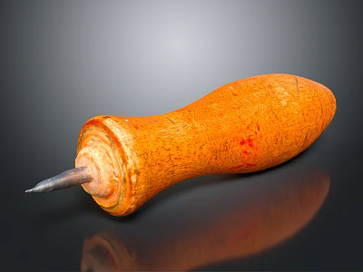 Orange Wooden Awl Tool With Red Spots And Sharp Metal Tip For Daily Use 3d model