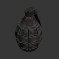 Military Metal Grenade With Diamond Pattern Fuse And Pull Ring Design 3d model