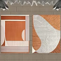 Modern square carpet orange abstract fabric carpet 3d model
