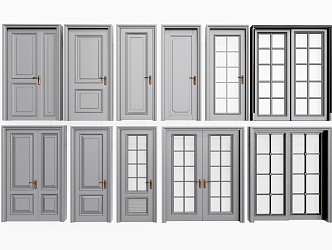 Jianou swing door entry door glass sliding door single door 3d model