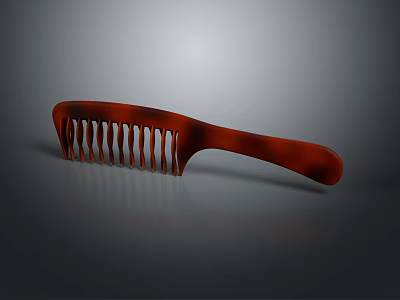 Brown Amber Plastic Comb With Smooth Handle And Multiple Teeth Design 3d model