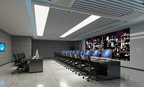 modern monitoring room 3d model