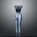 Blue Strappy Top With Light Blue High Waist Straight Jeans On Mannequin