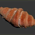 Freshly Baked Golden Croissant with Buttery Flaky Layers and Shiny Surface on Dark Background