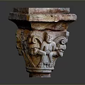 Intricate Stone Sculpture Carving With Human Figures And Floral Patterns