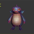 Animated Blue Fantasy Game Movie Character With Orange Eyes And Spiked Head Design