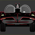 Batman Inspired Classic Black Car With Red Accents And Convertible Design