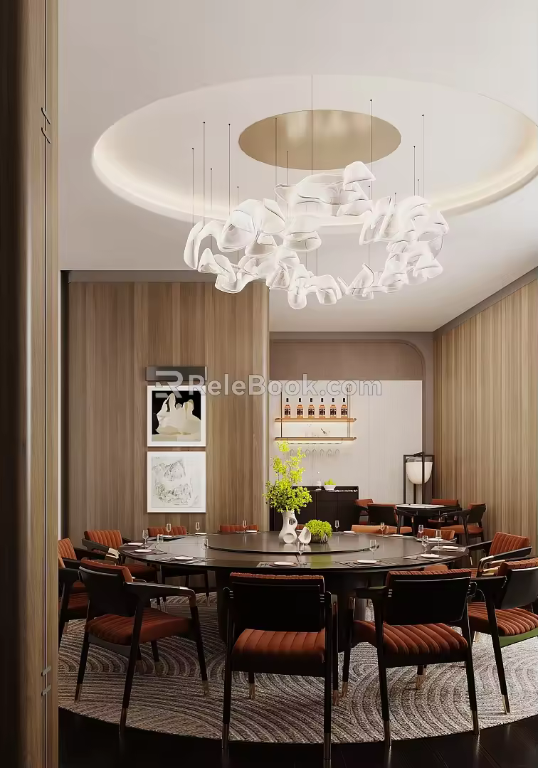 Chinese Restaurant Box New Chinese Restaurant Box Dining Table and Chair Round Table Dining Table and Chair Tableware More than Four Dining Table and Chair 3d model