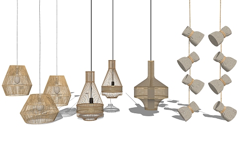 New Chinese Chandelier Bamboo Chandelier Zen Chandelier Lamps 3d model