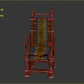 Classic Style Single Sofa With Wooden Frame Carved Details And Blue Yellow Striped Fabric