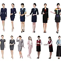 Diverse Group of Women in Various Professional Uniforms Displaying Career Styles